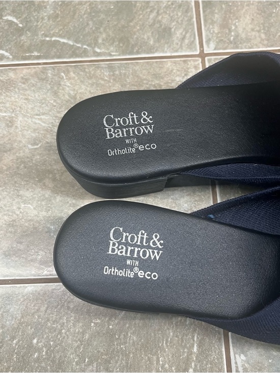 Croft & Barrow with Ortholite eco 8M Navy Knit Open-Toe Low Block Heel Mule - Picture 5 of 9